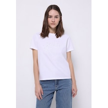 Colins Regular Fit Yuvarlak Yaka Nakışlı Kadın Beyaz Kısa Kol Tişört Cl1074234 Q1.v1 Wht Beyaz