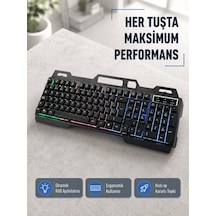 Rgb Aydınlatmalı Klavye Mouse Seti Usb Bağlantılı, Türkçe Q, Ayarlanabilir Dpı, Ergonomik Yapı Siyah