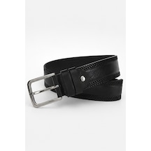 Bihan Store Buffalo Hakiki Deri Kot Kemeri Kenarı Baskılı Ortası Düz Spor Erkek Kemeri 41038 Siyah