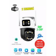 Çift Lensli 360 Ptz Wifi Güvenlik Kamerası Ip66 Su Geçirmez, Çift Yönlü Sesli, Gece Görüşlü, Duvar & Tavan Montajlı Smart Kamera
