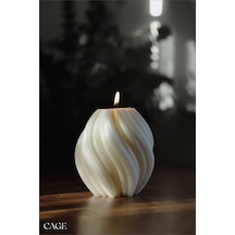 Dekoratif Büyük Spiral Kokulu Mum - Cage Candle Soya Wax 11x11 Cm Beyaz