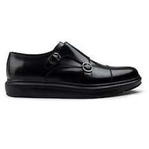 Deery Hakiki Deri Siyah Çift Tokalı Günlük Erkek Ayakkabı-Siyah (540113584)