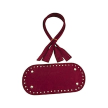 Angel Çanta Aksesuar 25x12 Cm Suni Deri Nubuk Bordo Renk Taban Ve Pelikan Model Çanta Sapı Seti Gümüş Metalli