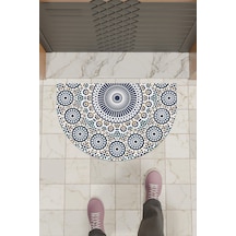 Rugmood Modern Dijital Paspas Mavi Yuvarlak Desenler Kapı Önü Paspası