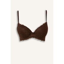 Defacto Dantelli Micro Kaplı Full Push Up Balenli Basic Tişört Bra H8027ax26aubn341 Kahve-bn341