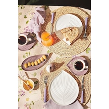 Emsan Leaf 32 Parça 6 Kişilik Kahvaltı/Servis Takımı Beyaz - Mor