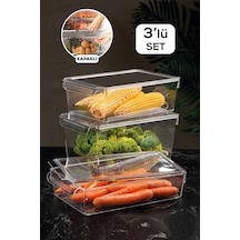3'lü Kapaklı Buzdolabı Düzenleyici Buzdolabı Içi Düzenleyici Organizer Slim Maxi Mega Şeffaf