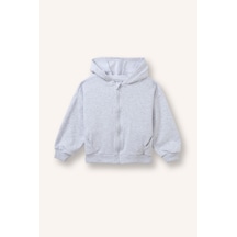 Defacto Kapüşonlu Cepli Fermuarlı Sweatshirt Sweatshirt Hırka Kız Bebek I0589a526augr421 Gri-gr421