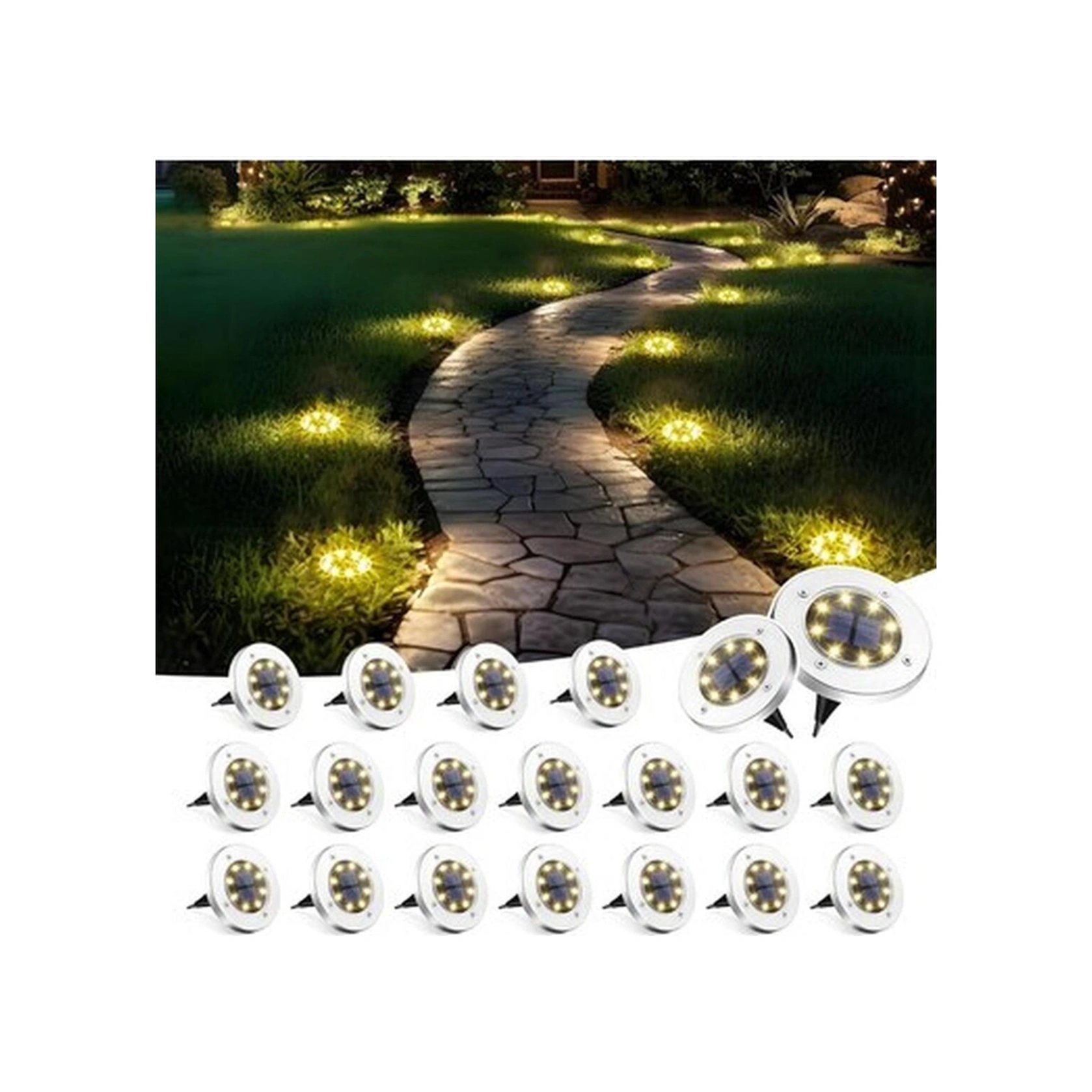 Solpex Güneş Enerjili Açık Hava Su Geçirmez Işıklar, Beyaz, 20 Adet Renkli