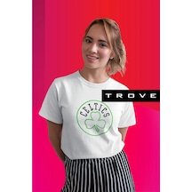 Unısex Erkek Kadın Celtıc Baskılı % 100 Pamuk T-shirt Beyaz