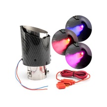 Xtechnx Xtechn020518 Powermaster Pm-20518 Karbon Fiber Görünümlü Işıklı Egzoz Başlığı Modifiye Ucu Sabit Mavi/kırmızı Led Kod:20518