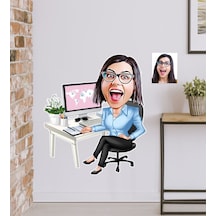 Kişiye Özel Bayan Genel Müdür Karikatürlü Duvar Sticker 50X70CM