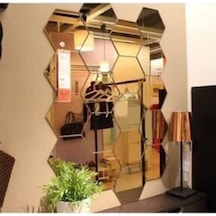 Bal Peteği Gold Dekoratif Altıgen 12X Süs Akrilik Ayna 11X12,5Cm (544224623)