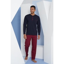 Kly Erkek Uzun Kol Midi Yaka Lacivert Pijama Takımı C9t2n5o8 001