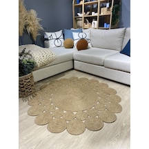 Mavaux Hasır Jüt Çiçek Desenli Kilim Halı Hasır