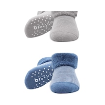 Bistyle Çemberli Kaymaz Havlu Soket Çorap 2'li Bs10503 İndigo Gri İndigo Gri İndigo - Gri