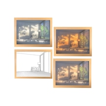 Ranyeek Küçük Boy Ahşap Akrilik Led Işıklı Tablo - Dokunmatik Dimmable 3 Renk Aydınlatma - Boş Oda Dekoru