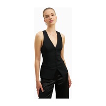 Because Of Alice Tailored V - Neck Hourglass Waistcoat V Yaka Kadın Yelek Siyah