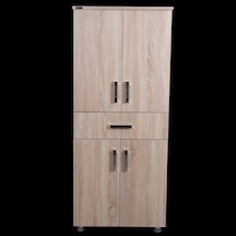 Çok Amaçlı Dolap 150 Cm Hard Parlak Somon Suntalem 4raf 1çekmece Kutuda Sevk El Yapım Açık Kahverengi