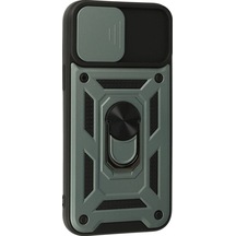 İphone 13 Pro Max Kılıf Pars Lens Yüzüklü Silikon - Yeşil
