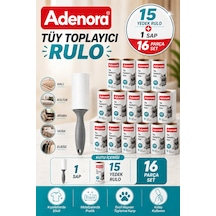 Tüy Toplayıcı Rulo Seti - 15 Yedekli 16 Parça - Kedi Köpek Tüy Alıcı