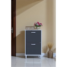 Eliusta Kalvo 52 Cm Genişlikte Antrasit Renk Ayakkabılık 52x86x26 Cm Ayaklı Ayakkabılık Antrasit