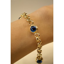 Yenigün Kuyumculuk 14 Ayar Altın Üç Nazar Boncuklu Kalın Zincirli Bileklik Tyc00350679981 Sarı Altın