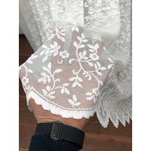 Perdealemi Özel Örme Dokulu Dantel Tül Perde , 100x260, Seyrek Pile, 1/2 Çok Renkli