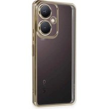 Gld-spt- Newface Vivo Y27 Kılıf Razer Lensli Silikon - Gold
