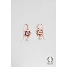 Cameo Italiano 18 Ayar Rose Altın Kaplama Gümüş Tasarım Küpe Rose Gold
