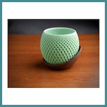 Bezos 3d Baskı Küre Saksı - Kafes Dokulu İki Parçalı Dekoratif Saksı - Mint-kahverengi Mac Standart 82089459