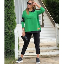 Kadın Yeşil Kapşonlu Etek Ucu Detay Arma Ikili Takım Bediva 001