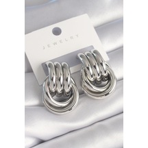 Ezoconcept Pirinç Gümüş Renk Sarmal Model Kadın Küpe