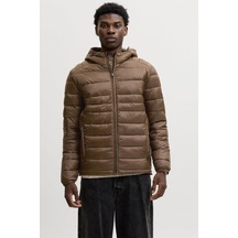 Jack & Jones Jjekıngsley Erkek Kapüşonlu Hafif Şişme Mont Puffer Günlük Rahat Kahve