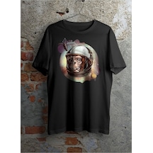 Flood Of Style Erkek Siyah Uzaylı Maymun Baskılı Tshirt