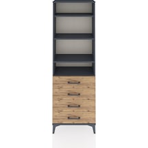 Arges Dolap 4 Raflı 4 Çekmeceli 60x30x182 Antrasit-çam Antrasit
