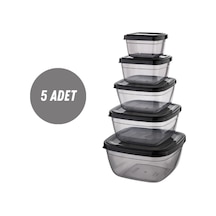 Saklama Kutusu 5'li Set Kare Saklama Kabı Düzenleyici Depolama 500-900-1500-2400-3750 Ml Siyah