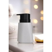 New Max Premium Serisi 300 Ml Sıvı Sabunluk Pompalı Mermer Desenli Seramik Sıvı Sabunluk Dispencer Beyaz 000 Açık Krem