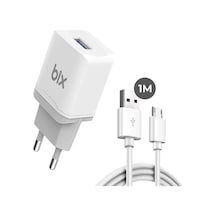 Bix Bxm12w Usb-a Port 10w Pd Chargıng Adapter &amp Amp Usb-a To Mıkro Usb Cable,beyaz