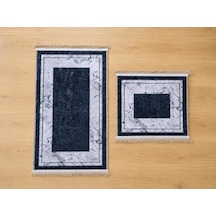 Tr Aksu Brillant 2'li Banyo Paspas Seti Kaydırmaz Tabanlı Püsküllü Banyo Halısı 60x100cm & 50x60cm A2-7 Diğer