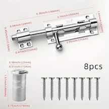 Xuweiwei Silvery 6.3in Paslanmaz Çelik Sürgü Kapı Mandalı 304 Kalite Ahşp Çit Kapı