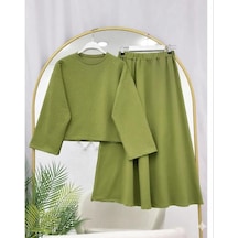 Lovie Moda Kadın Taş Baskılı İki İplik Penye Takım Yeşil