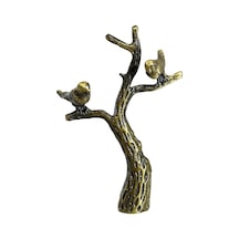 Royal Designs F-5029ab Ağaçtaki Küçük Kuşlar Lamba Tepesi, 19,4 Cm, Antik Pirinç Açık Ahşap