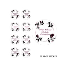 Kadınlar Gününüz Kutlu Olsun Sticker Seti - 88 Adet, Hediye Paketi Etiketi, 3.5 Cm, Yuvarlak