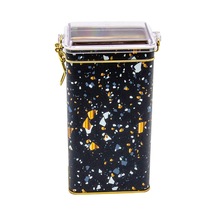 Er053-1h Terrazzo Black Desenli Dikdörtgen Metal Saklama Kabı 8x10 Cm Terrazzo Black