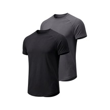 Genius Store 2'li Paket Erkek Spor Tişört Pamuklu Esnek Günlük Kullanıma Uygun Premium Rahat Kalıpt-shirt Siyah-füme
