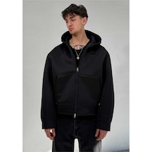 Zaee Oversize Scuba Zipp Hoodie Siyah