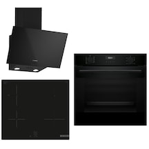 Bosch 644 HUA717BA0T - PUG61KAA5E - DWK63PJ60T İndüksiyon Ocaklı Siyah 3'Lü Ankastre Set