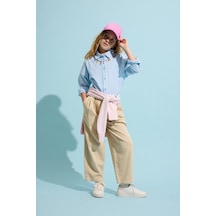 Defacto Baggy Fıt Esnek Bantlı Paça Gabardin Açık Bej Pantolon Kız Çocuk H9035a826aubg793 Bej-bg793