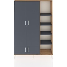 Arges Dolap 6 Raflı 4 Kapaklı Tek Askılı 132x30x195 Çam-antrasit/antrasit Antrasıt/antrasıt